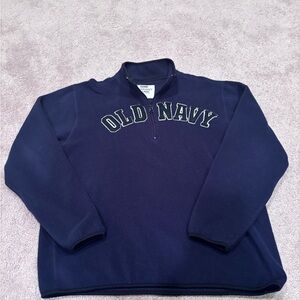 Old Navy Men's Navy Blue Half-Zip Logo Fleece Pullover